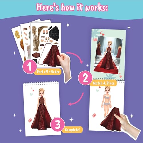Fashion Sticker Book for Kids Girls Activity Design | Dress up runway activity with guided design pages sparks creativity; perfect for little designers ages 5 and up. - color: Sticker Dress Up Fashion Runway