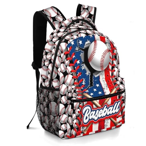 Baseball School Backpacks for Boys 8-12 American Baseball Boys Backpack for Kids Children Teens Elementary Middle School Students Bookbag Lightweight Travel Daypack Back Pack - color: Baseball