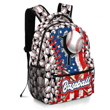 Baseball School Backpacks for Boys 8-12 American Baseball Boys Backpack for Kids Children Teens Elementary Middle School Students Bookbag Lightweight Travel Daypack Back Pack - color: Baseball