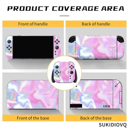 for Nintendo Switch 2 Skin Wrap Cover Decal Sticker Wrap Vinyl Mixed-Color Pattern (Pink) - color: Pink