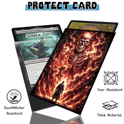100 Count Card Sleeves Compatible with MTG, Ultra Clear Front & Matte Finish Back, Standard Size TCG Art Sleeves for Trading Cards (Hellfire Skeleton Duel) - color: Hellfire Skeleton Duel