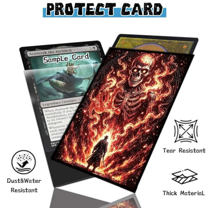 100 Count Card Sleeves Compatible with MTG, Ultra Clear Front & Matte Finish Back, Standard Size TCG Art Sleeves for Trading Cards (Hellfire Skeleton Duel) - color: Hellfire Skeleton Duel