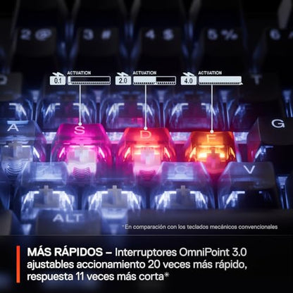SteelSeries Apex Pro Mini Gen 3 OmniPoint 3.0 HyperMagnetic Switches — Adjustable Actuation — Rapid Trigger — Game-Ready Presets — Protection Mode — Rapid Tap/SOCD — RGB — PBT Keycaps — USB-C - color: Black, size: Pro Mini 60%, style: Gen 3 Wired