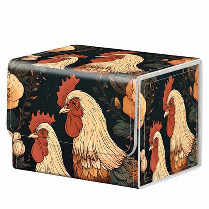 Strong Magnet Card Case Deck Box Mtg Card Box Playing Card Box Magic Deck Box Tcg Up to 200 Cards Creative Pattern Trading Card Storage Box for Collectible Card Games, Chickens And Flowers - color: Chickens And Flowers