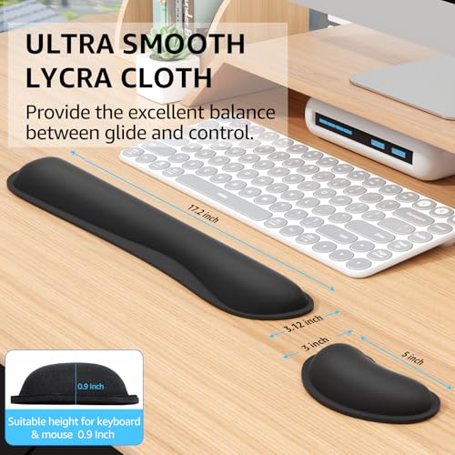 KTRIO Keyboard Wrist Rest & Small Mouse Wrist Rest, Black | Memory Foam Wrist Support, Ergonomic Design, Non-Slip Base, Office and Home Use - color: Black