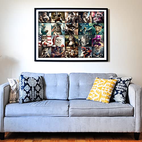Think2Master Funny Cats 1000 Pieces Jigsaw Puzzle Featuring heartwarming Kittens and Cats. Fun for Teens, Seniors & Families. Great Gift for Kids Ages 13+ Size: 26.8” x 18.9” - style: Funny Cats