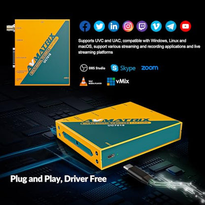 USB 3.0 Multi-Input Capture Card, 1080P60, UC7018 | SDI/HDMI/VGA/DVI/CVBS to USB3.0,Auto-detect input,Windows/Mac/Linux, plug and play,For Security Cameras & Teaching - color: UC7018