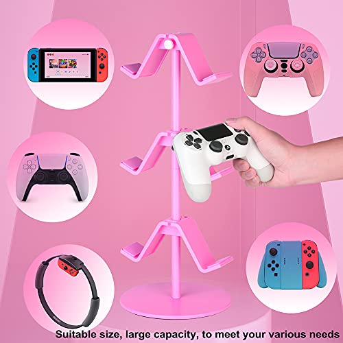 Controller Holder Pink,Headphone Stand,3 Tier Multi Adjustable Game Controller Headset Hanger for All Universal Gaming PC Accessories, Xbox PS4 PS5 Nintendo Switch(Cute Pink) - color: Cute Pink