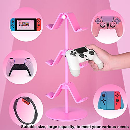 Controller Holder Pink,Headphone Stand,3 Tier Multi Adjustable Game Controller Headset Hanger for All Universal Gaming PC Accessories, Xbox PS4 PS5 Nintendo Switch(Cute Pink) - color: Cute Pink