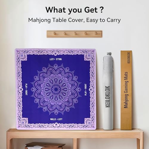 32.4x32.4 Inch Mandala Mahjong Mat with 3MM Noise Reduction | Rubber Anti Slip for Poker, Card, Board & Tile Games, Dominoes, Ships Rolled No Creases Mat - color: Lavender Purple