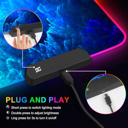 ARTSO RGB Gaming Mouse Pad Large, Extended LED Mouse Mat XXL 35.4x15.7 inch, 14 Lighting Modes, 2 Brightness, Non-Slip Rubber Base Mousepad Waterproof Keyboard Mat,Fantasy Nebula Sky - color: Fantasy Nebula Sky