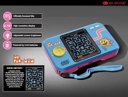 My Arcade Ms. Pac-Man Pocket Player: Portable Retro Game, 2.8" Screen | Birthday Gifts, Classic Arcade Games, Pacman Toys, Gifts for Her - style: Ms Pacman