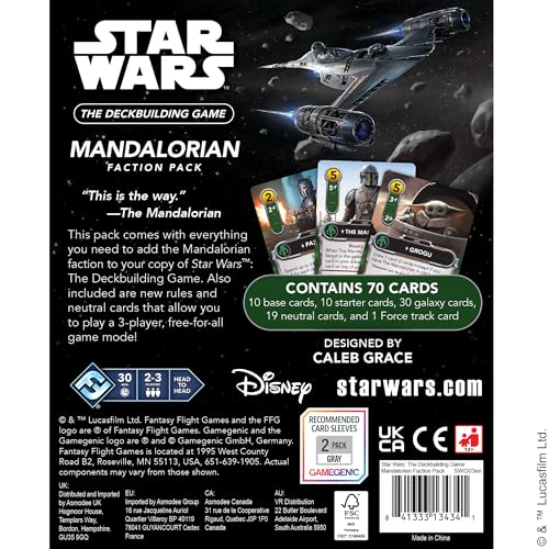 Star Wars: The Deckbuilding Game: Mandalorian Faction Pack | Play as The Mandalorian, Bounty Hunters & Troopers, Strategy Game for Kids & Adults, Ages 12+, 2 Players, 30 Mins