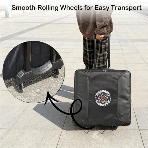 Rolling Carrying Case for Automatic Mahjong Table, Portable Wheeled Storage Bag with Telescoping Handle, Heavy-Duty Protective Travel Bag, Mahjong Table Not Included Black