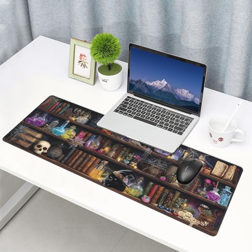 Bookshelf Gothic Gaming Mouse Pad Extended Large Mouse Mat 31.5 X 11.8 Inch Nonslip Rubber Base Long Desk Pad Stitched Edges Mousepad Mice Pad for Office Home Game - color: Bookshelf Gothic