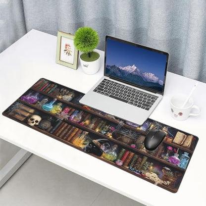Bookshelf Gothic Gaming Mouse Pad Extended Large Mouse Mat 31.5 X 11.8 Inch Nonslip Rubber Base Long Desk Pad Stitched Edges Mousepad Mice Pad for Office Home Game - color: Bookshelf Gothic