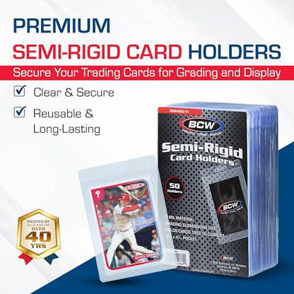 BCW Semi Rigid Card Holder #1 | 2000 Pack | Semi Rigid Card Sleeves for Grading Submissions | Protective Holders for Sports & Trading Cards - size: 2000 Pack