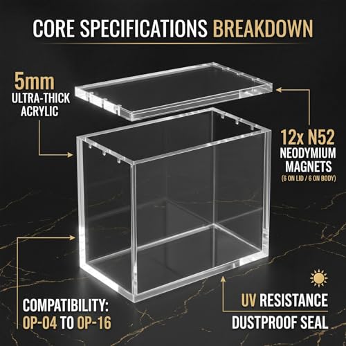 2-Pack One Piece Booster Box Acrylic Display Cases , 5mm Thick Clear TCG Protectors with 12 Strong Magnets & UV Protection, Compatible with English One Piece OP-04 to OP-16 Booster Box, Value Set of 2 - size: Acrylic Case for USOP(5.8"Lx2.65"Wx4.7"H)