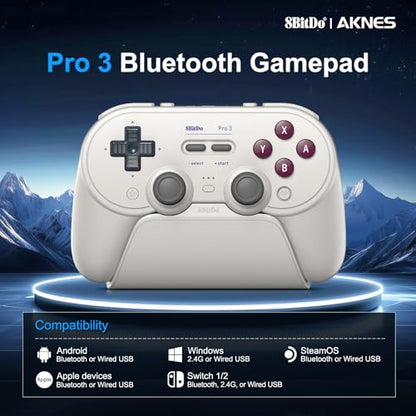 8BitDo Pro 3 Bluetooth Controller for Switch/Switch 2,Windows,TMR Joysticks | Programmable Pro Back Buttons&R4/L4 Bumpers,Hall/Tactile Triggers,Swappable ABXY Buttons,for Apple,SteamOS,Android,G Classic - color: G Classic