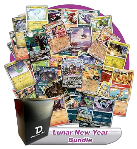 Lunar New Year TCG Random Assortment Bundle || Guaranteed Dragon, Fire or Dark Ultra Rare + 20 Random Dragon, Fire, or Dark Type Cards + Dan123yal Deck Box