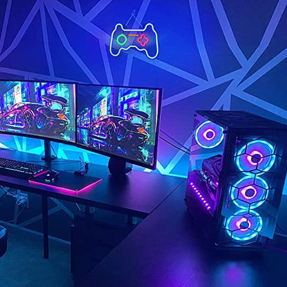 Led Dimmable Neon Signs Wall Decorations For Living Room|Bedroom Gamepad Controller Shape Lights Game Room Decor Accessories Cool Teen Boys|Girls|Kids Gamer Gifts