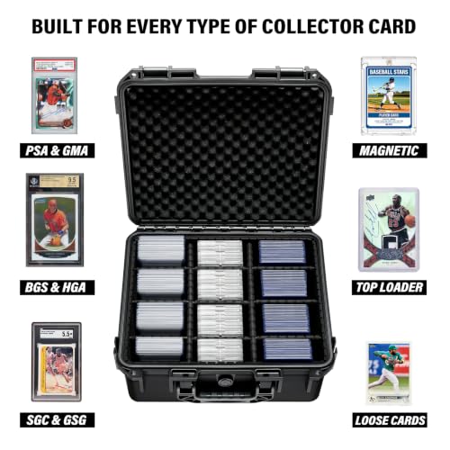 Graded Card Case Storage Box - PSA Slab Card Box for Graded Sports & Baseball Card with 9 Dividers - Trading Card Storage Holder for PSA | CSG | BGS & Toploaders - Home & Show Display for Safe Storage