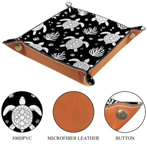 Dice Trays Turtles Black Holder Storage Box for Dice Games Like RPG DND, Leather Dice Holder Portable Folding Rolling Dice Tray, 16x16cm - color: Multi 1