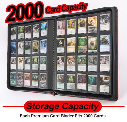 Premium 2000 Pocket Card Binder - 20 Pocket Trading Card Binder with Sleeves Fits 2000 Cards, Ringless Card Album for TCG - Model A，Classic Red - color: 20P - Classic Red