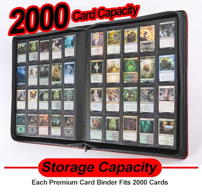 Premium 2000 Pocket Card Binder - 20 Pocket Trading Card Binder with Sleeves Fits 2000 Cards, Ringless Card Album for TCG - Model A，Classic Red - color: 20P - Classic Red