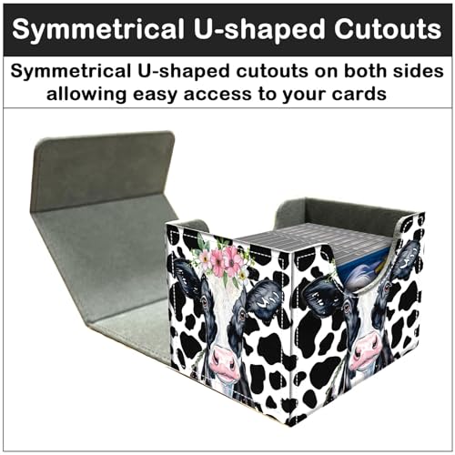 Card Deck Box for MTG Trading Cards with Magnetic Closure,Premium Card Storage Box Case Cover for TCG CCG Magic Cards,Cow Prints - color: Cow Prints