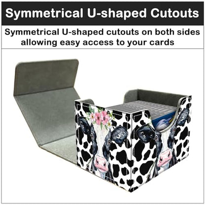 Card Deck Box for MTG Trading Cards with Magnetic Closure,Premium Card Storage Box Case Cover for TCG CCG Magic Cards,Cow Prints - color: Cow Prints