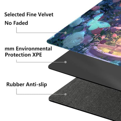 MTG Playmat 24x14 Inch | Optional Game Zone Layout | Non-Slip Rubber Base | Stitched Edges | Includes Free Storage Bag | for TCG, Board Games, and Desk Use(Bloomheart,Without Zone) - color: Bloomheart, style: Without zone