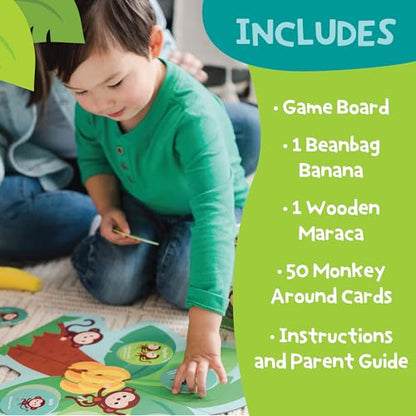 Peaceable Kingdom Deluxe Monkey Around First Game for Toddlers | Deluxe active first game for toddlers—dance and play with beanbag banana and maraca. Cooperative bonding, ages 2+ - style: Deluxe
