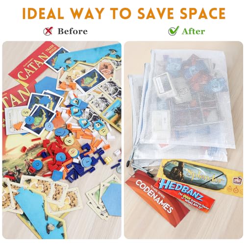 Lukeline Board Game Storage Kit with 12 Sets of Zipper Pouch Bags and Sorting Label Tabs, Board Game Organizer and storage for Board Games, Bricks, Puzzles, Toys, Craft Projects, School Supplies