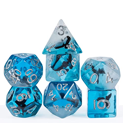 Cusdie 7-Die DND Dice, Polyhedral Dice Set Filled with Animal, for Role Playing Game D&D Dice (Eagle) - color: Eagle