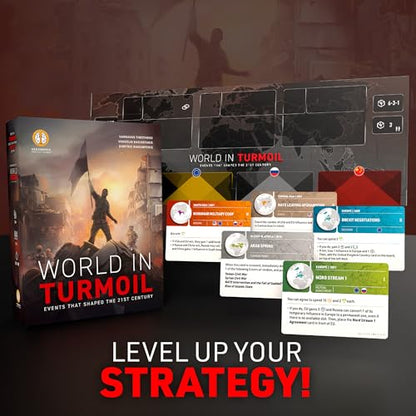 World Order: World in Turmoil - Board Game Expansion, 60 Recent Events that Shaped The 21st Century, New Threats & Scenarios, Ages 14+, 2-4 Players - style: World in Turmoil