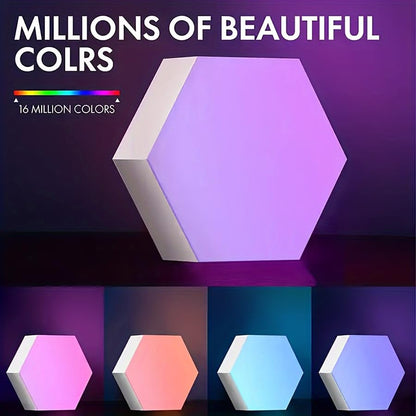 8 Pack Hexagon Light Panels - Smart RGB Hexagon LED Lights Wall Lights with APP & Remote Control Cool Music Sync Gaming Lights for Lving Room, Bedrooms, DIY Lovers, Gifts, Gaming Room, Kids