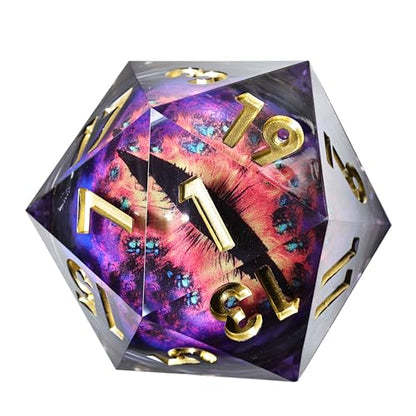 Mini Planet 50mm Chonk D20 DND Role Playing Games and RPG Tabletop Game Liquid Core Dragon Eyeball Sharp Edge Polyhedral Dice - color: Dragon Eye Dice 6