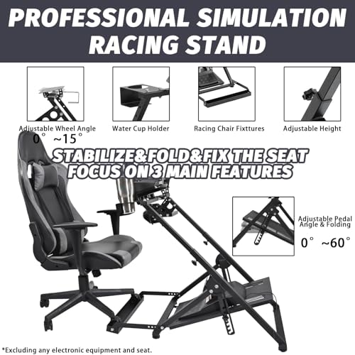 Hottoby Steering Wheel Stand with Pulley Chair Fixing Fit for Fanatec,for Thrustmaster, for Logitech G25 G27 G920, Racing Simulator Cockpit, Not Included Shifter,Wheel & Pedal