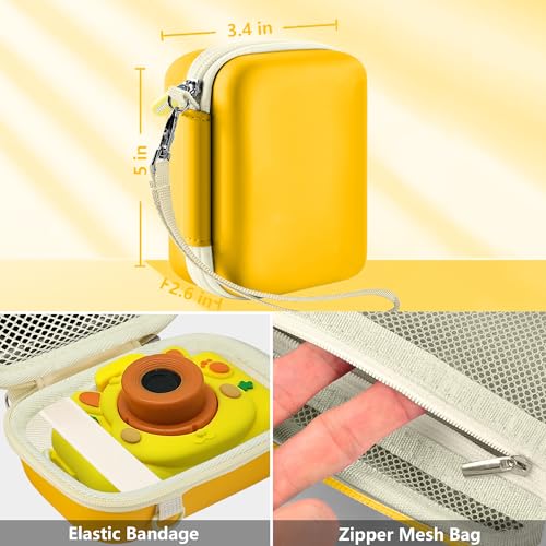 Leayjeen Kids Camera Case for Goopow/Mgaolo Kids Camera-Yellow | Fits CIMELR/Seckton/OZMI Kids Toy Cameras and Children Digital Camera,Shockproof Water-Resistant Hard EVA Shell(Case Only) - color: Yellow