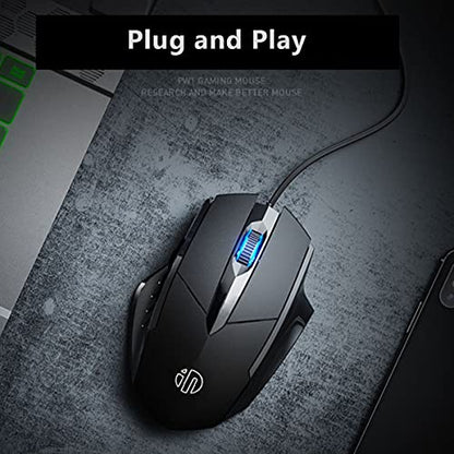 USB Computer Mouse Wired, Silent Click Corded Mouse 3-Button Wired Optical Mouse, Office and Home Mice, Ergonomic Shape for Windows Computers, Macs, iPad, PC and Laptops
