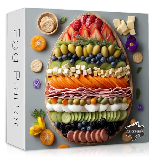 PICKFORU Fruit Platter Food Puzzle 1000 Pieces,Egg Puzzle Colorful Vegetable Plant Jigsaw Puzzle, Impossible Challenge Puzzle for Adults As Kitchen Decor