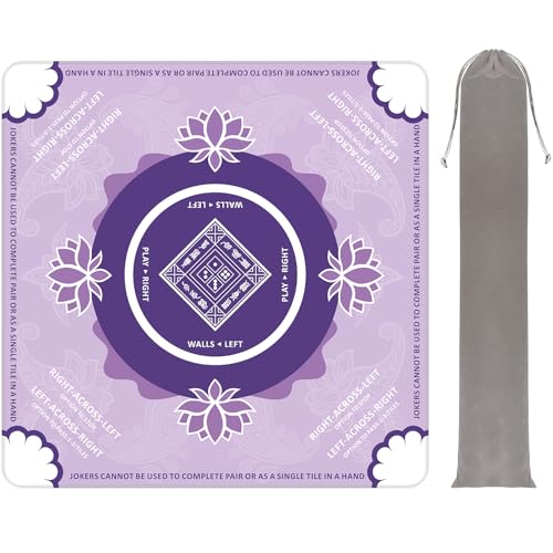 Mahjong Mat for Table,31.5 * 31.5in 3mm，Non-Slip, Silent. | Mahjong Mat with Rules with Storage Bag， Reduction Gaming Mat for Mahjong, Poker, Board Games, Dominoes (Purple) - color: Purple