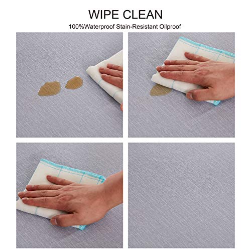 NLMUVW Square Vinyl Tablecloth 48 Inch, 100% Waterproof Oil Proof Grey PVC Table Cloth Wipe Clean Table Cover for Kitchen Dining Picnic - color: Grey, size: 48" x 48" (Square)
