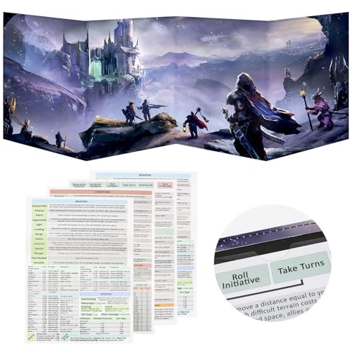 DND DM Screen, Dungeons and Dragons Master Screen Leather | 4 Wet-Erase Function Pockets,DND Game Accessories for TRPG,with 4 Panels Master Screen Inserts - color: Screen B