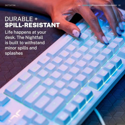 JLab Nightfall Gaming Keyboard, Wired, RGB, 104 Keys, White - color: White