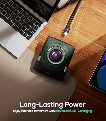 Nulea M512 Wireless Trackball Mouse, Ergonomic 55mm Trackball, Adjustable DPI for Precise Control, Left or Right Hand Compatible, Rechargeable, Multi-Device Bluetooth & 2.4GHz for PC（Purple） - color: D-Purple