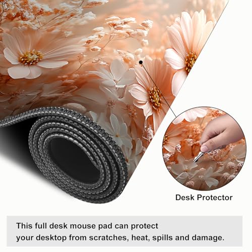 Mouse Pad, Large Anti-Slip with Stitched Edges Desk Mat Desktop Laptop Computer Desk Keyboard Mat,Table Protector Blotter Mat (Powder, 35.4" x 15.7") - color: Powder, size: 35.4" x 15.7"