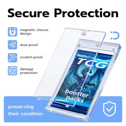 10-Pack Magnetic Booster Pack Case, Acrylic TCG Protector | Acrylic, UV Protection, One Touch Magnetic Closure, Fits Standard TCG Packs, Compatible With Sports Cards & Sealed Packs