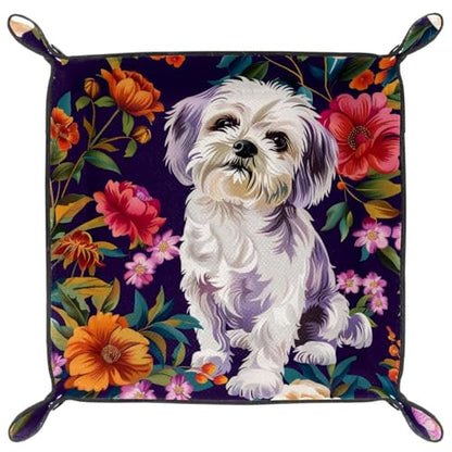 Dog Flowers Dice Tray Dice Rolling Tray Folding Dice Holder for Dice Games, Like RPG, DND and Other Table Games - color: Multi 10